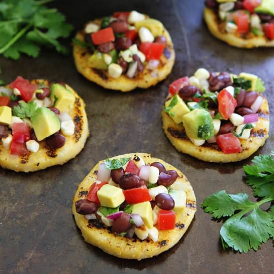 Grilled Polenta with Bean Salsa - Recipe photo by twopeasandtheirpod