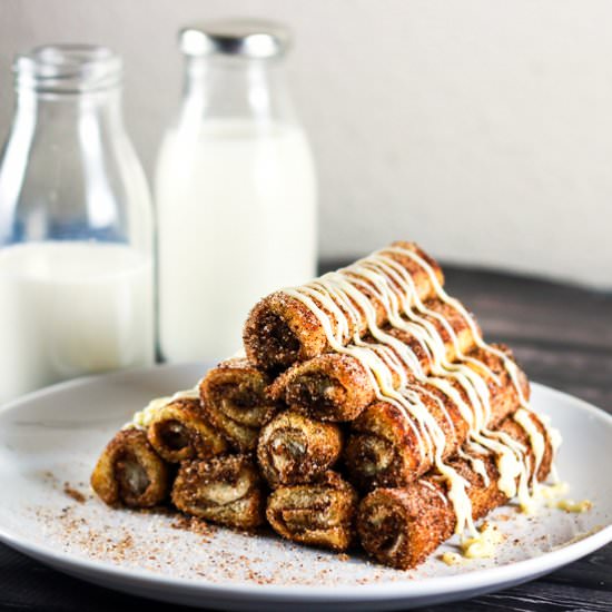 Cinnamon Roll French Toast Roll-Ups - Recipe photo by ScrambledChefs