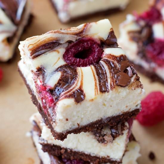 Raspberry Nutella Cheesecake Bars - Recipe photo by Life Made Simple