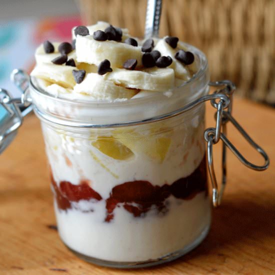 Banana Split Breakfast Parfait - Recipe photo by Simple Hacks Living
