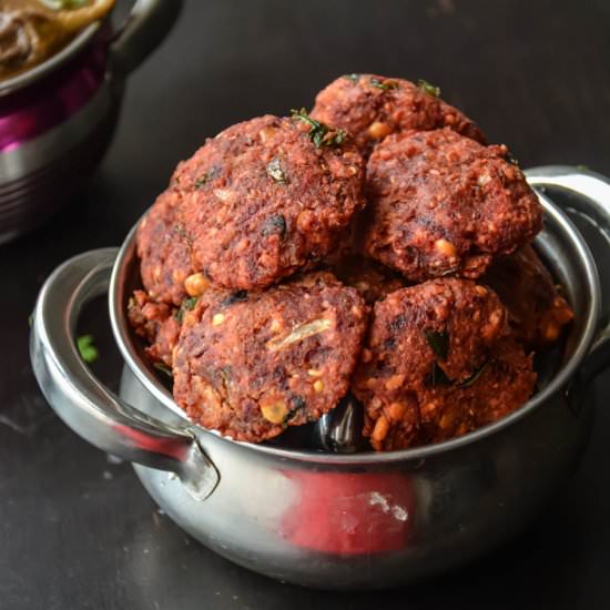 Beetroot Vadai/ Lentil Fritters - Recipe photo by Relishthebite