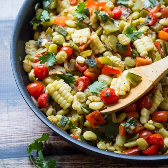 Mexican Sweet Corn Succotash - Recipe photo by thewanderlustkitchen