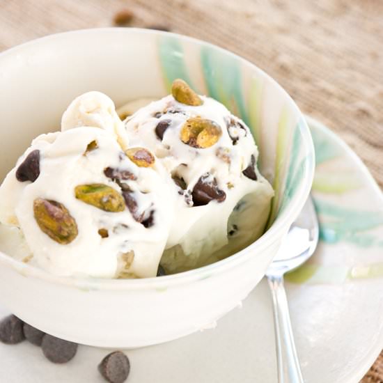 Pistachio Kirsch Ice Cream - Recipe photo by The Sugar Coated Cottage
