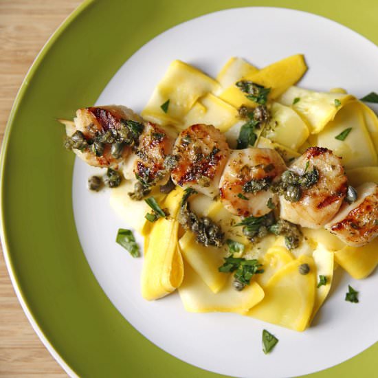 Grilled Scallop Piccata - Recipe photo by Gourmet Girl Cooks