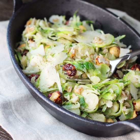 Brussel Sprout with Cherry Salad - Recipe photo by TheGourmetGourmand