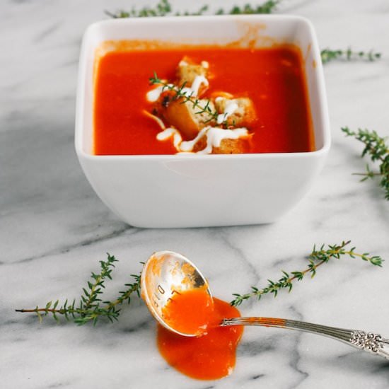 Roasted Red Bell Pepper Soup - Recipe photo by adoring-kitchen