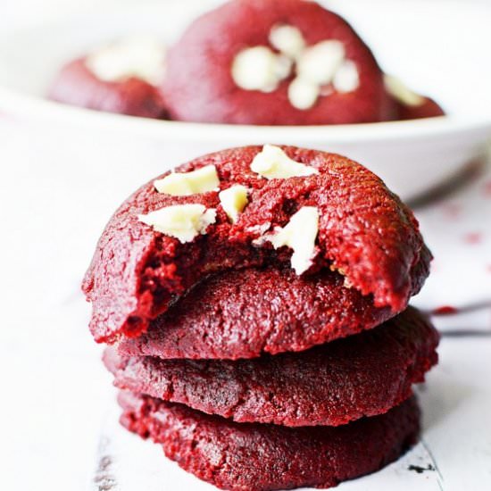 Red Velvet Chocolate Chunk Cookies - Recipe photo by the food kiosk