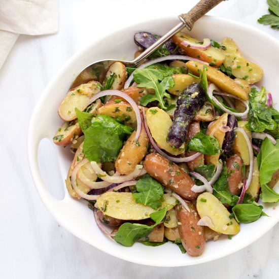 French Potato Salad with Arugula - Recipe photo by stripedspatula