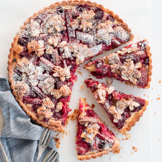 Rhubarb & Raspberry Frangipane Tart - Recipe photo by thebrickkitchen