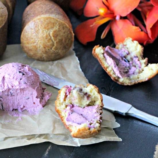 ROLLS WITH BLUEBERRY BUTTER - Recipe photo by peasandpeonies
