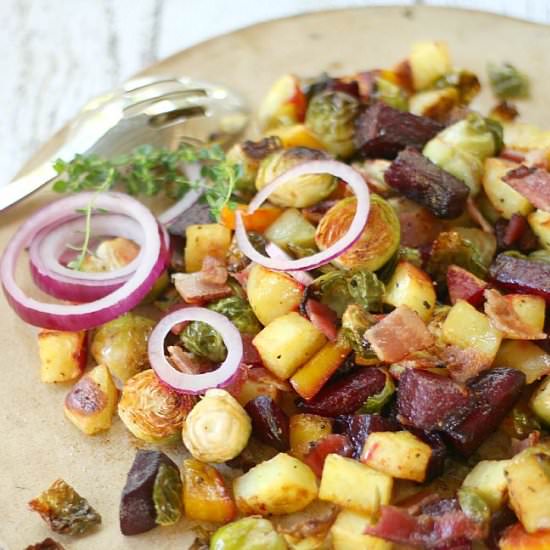 Roasted Vegetables with Bacon - Recipe photo by gooddinnermom
