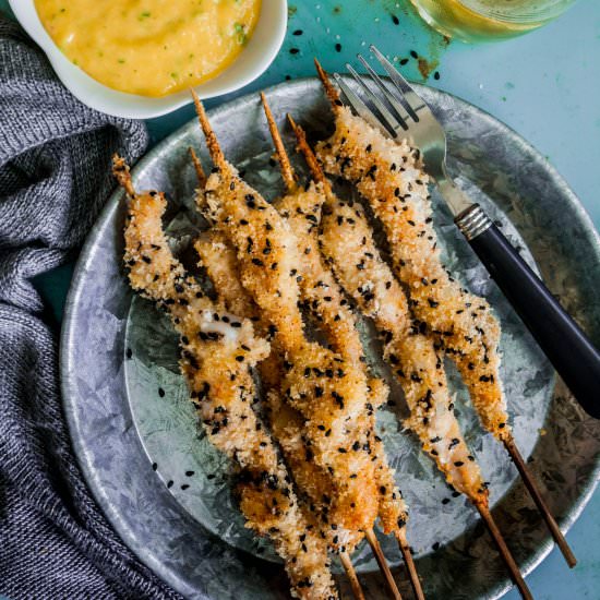 Shrimp Skewers with Mango Sauce - Recipe photo by adishsoup