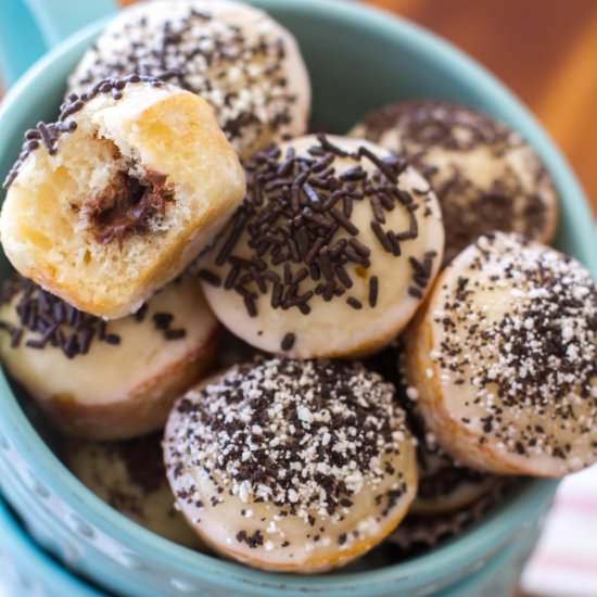 Nutella Stuffed Donut Holes - Recipe photo by a latte food