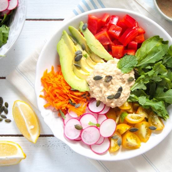 Hummus Salad & Tahini-Mint-Dressing - Recipe photo by Heavenlynn Healthy