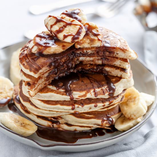 Nutella Stuffed Banana Pancakes - Recipe photo by Cafe Delites