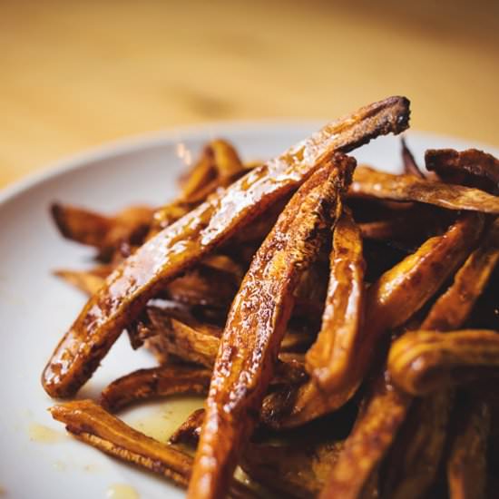 Honey Drizzled Sweet Potato Fries - Recipe photo by a butterful mind