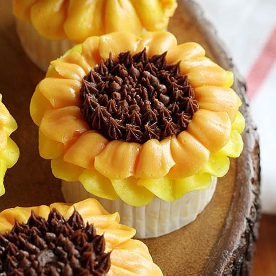 Sunflower Cupcakes - Recipe photo by iambaker