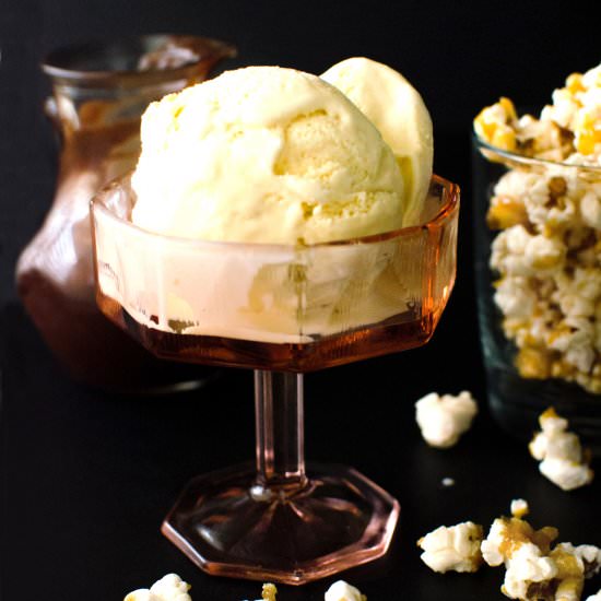 Salted Caramel Popcorn Ice Cream - Recipe photo by The Flavor Bender