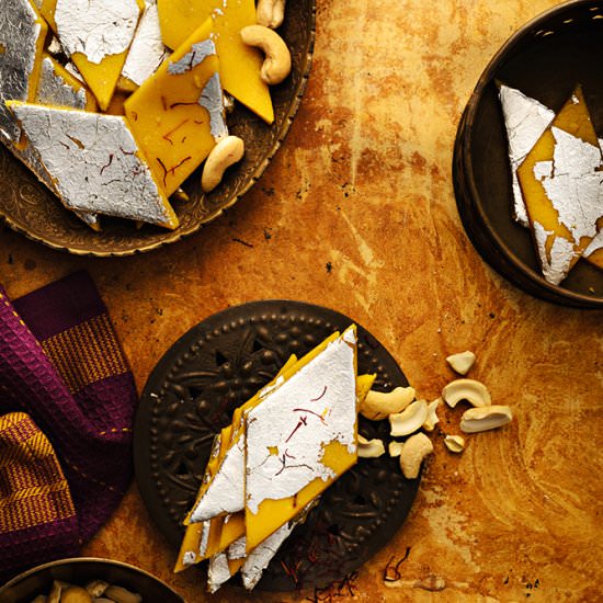 Kesar Kaju Katli - Recipe photo by cubesnjuliennes