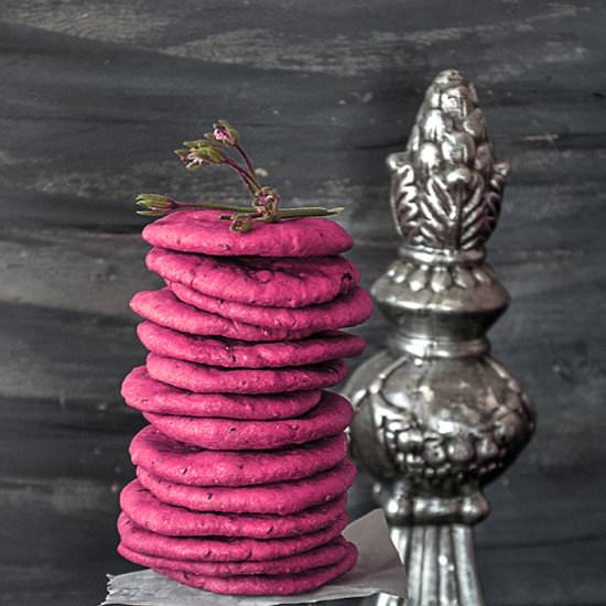 Spiced Fenugreek Beet Baked Mathri - Recipe photo by Anu@MyGingerGarlicKitchen