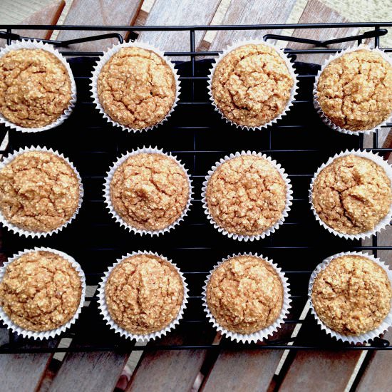 Pear spice muffins - Recipe photo by WillBakeforBooks