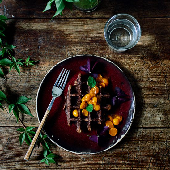 Amaranth Waffles with Physalis - Recipe photo by what should i eat for breakfast today
