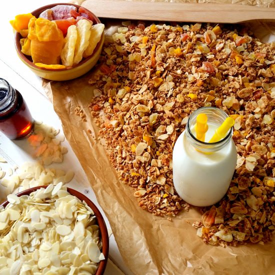Pineapple, Papaya and Mango Granola - Recipe photo by touria