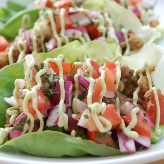 Lentil-Walnut Lettuce Cup Tacos - Recipe photo by theminniechef