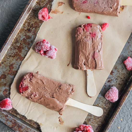 Chocolate Raspberry Popsicles - Recipe photo by bakerita