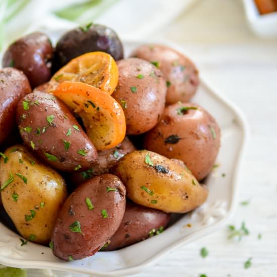 Slow Cooker Greek Lemon Potatoes - Recipe photo by ChefDeHome