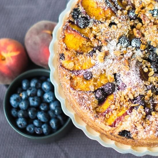 Berry Peach Cobbler Breakfast Cake - Recipe photo by irokthekitchen