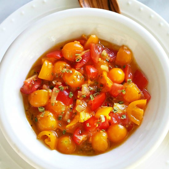 Chunky Cherry Tomato Vinaigrette - Recipe photo by simply sated
