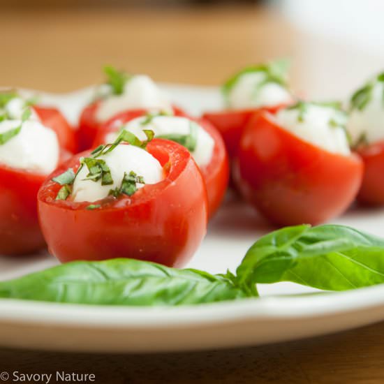 Caprese Tomato Bites - Recipe photo by SavoryNature