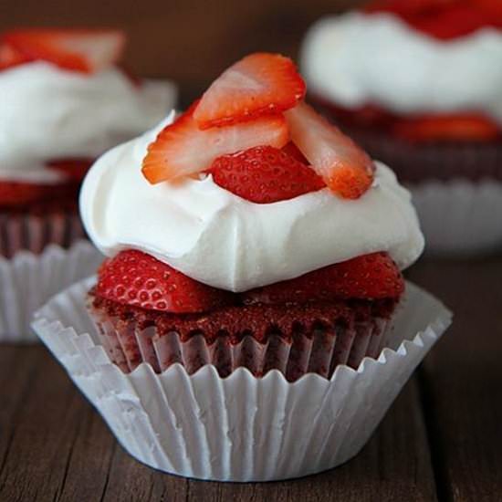 Red Velvet Strawberry Shortcake Cupcakes - Recipe photo by iambaker