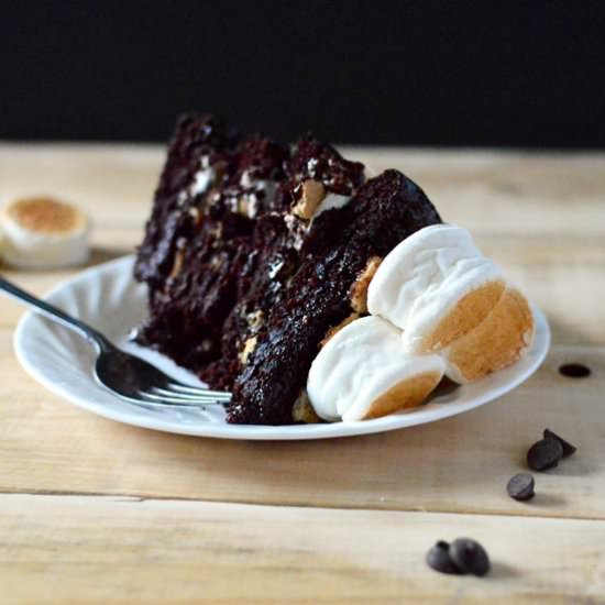 Decadent S'mores Layer Cake - Recipe photo by crumbkitchen