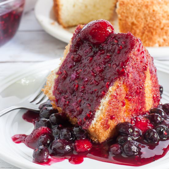 Lemon Sponge Cake w/Berry Compote - Recipe photo by SimpleFood365