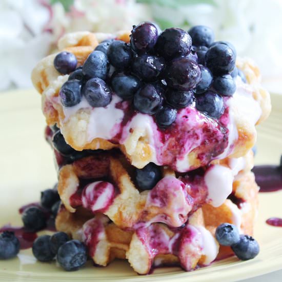 Belgian Waffles & Blueberry Syrup - Recipe photo by Simply beautiful eating