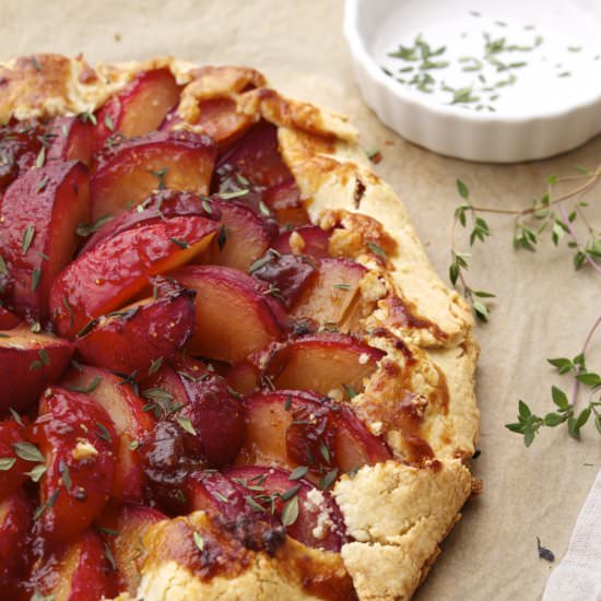 Pluot Galette with Thyme - Recipe photo by From the Athletes Kitchen
