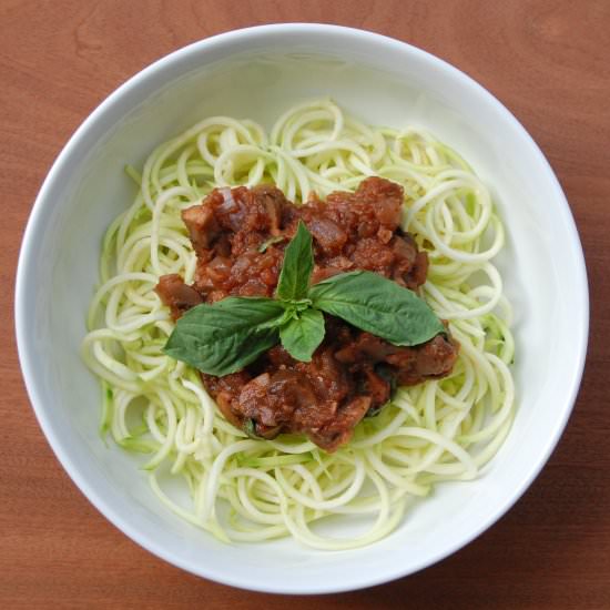 Zoodles with Mushroom Bolognese - Recipe photo by theminniechef
