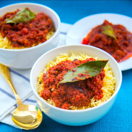 Vermicelli Pasta with Tomato Stew - Recipe photo by globalfoodbook