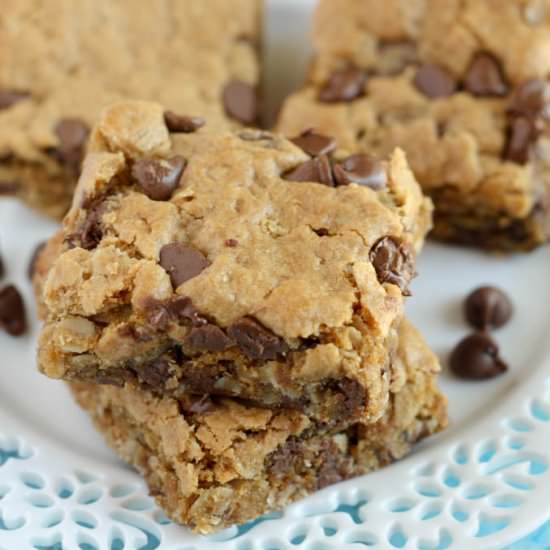 Healthy Peanut Butter Oatmeal Bars - Recipe photo by livewellbakeoften