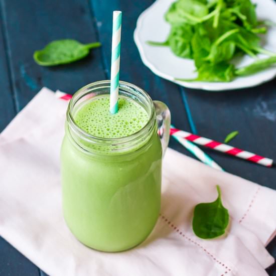 Peanut Butter Banana Green Smoothie - Recipe photo by thebrewerandthebaker