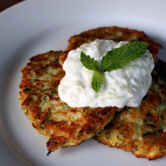 Greek Zucchini Fritters & Tzatziki - Recipe photo by WhippedTheBlog