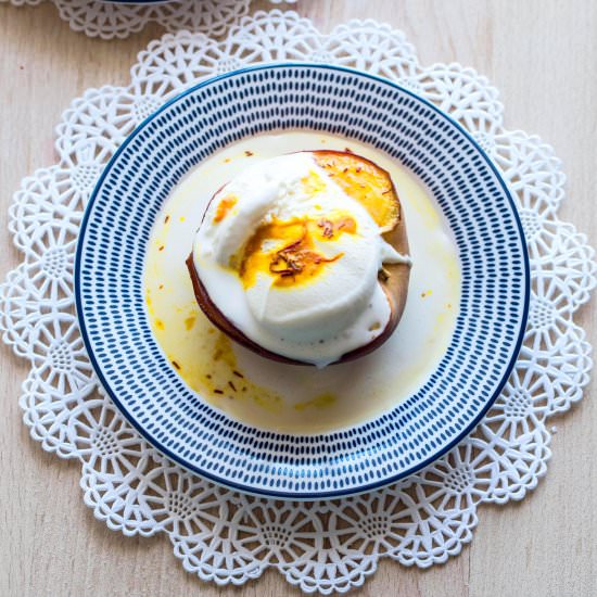 Baked Peach with Saffron - Recipe photo by easybabymeals
