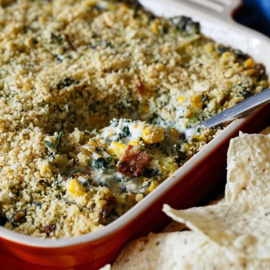 Southwest Corn, Kale, and Bacon Dip - Recipe photo by sharedappetite