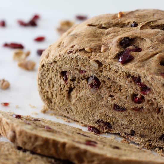 Vegan Cranberry Walnut Bread - Recipe photo by theyoopergirl
