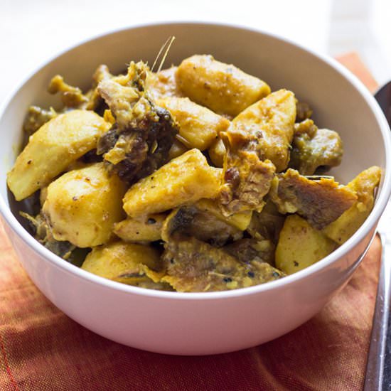 Taro Root Sabji with Hilsa head - Recipe photo by Chandrima Sarkar