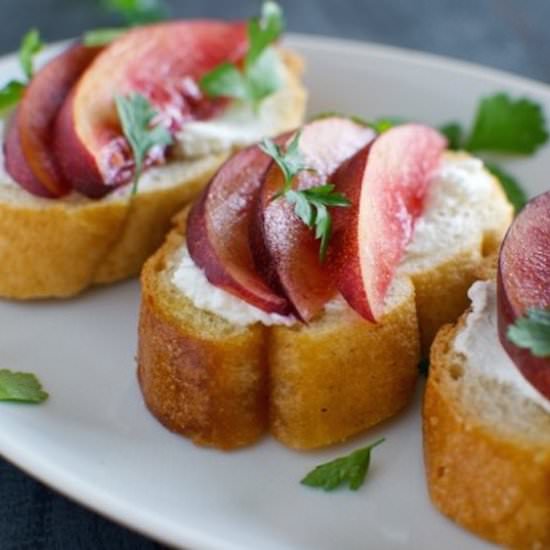 Nectarine and Goat Cheese Crostini - Recipe photo by eatingmadeeasy