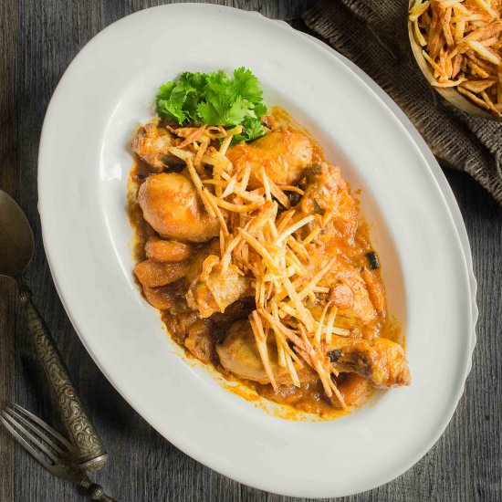 Apricot Chicken Curry & Potato Fries - Recipe photo by Gastronomic Bong