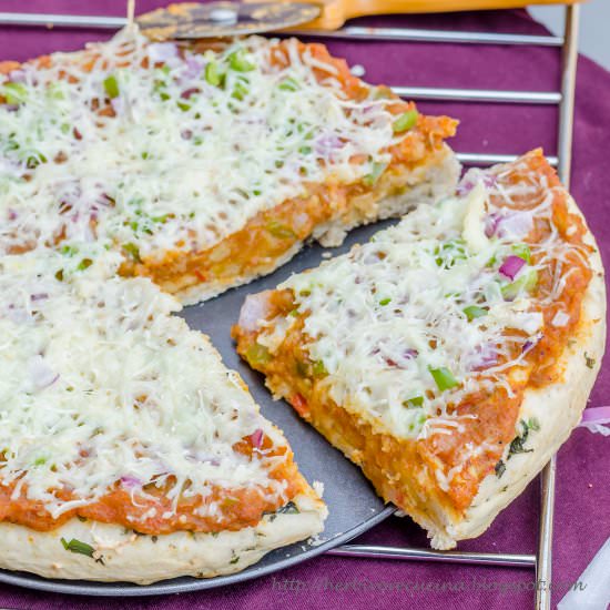 Pav Bhaji Pizza - Recipe photo by Herbivore Cucina